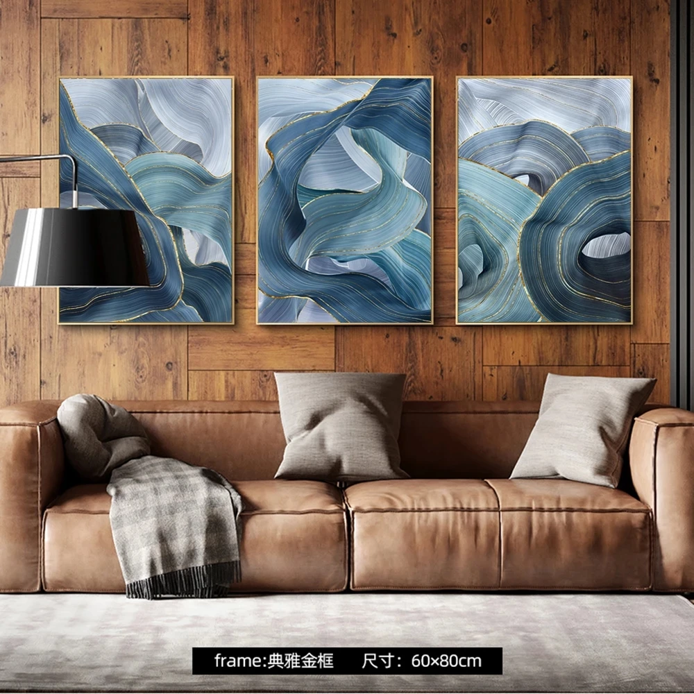 Абстрактные золотые зеленые волнистые геометрические холсты плакаты