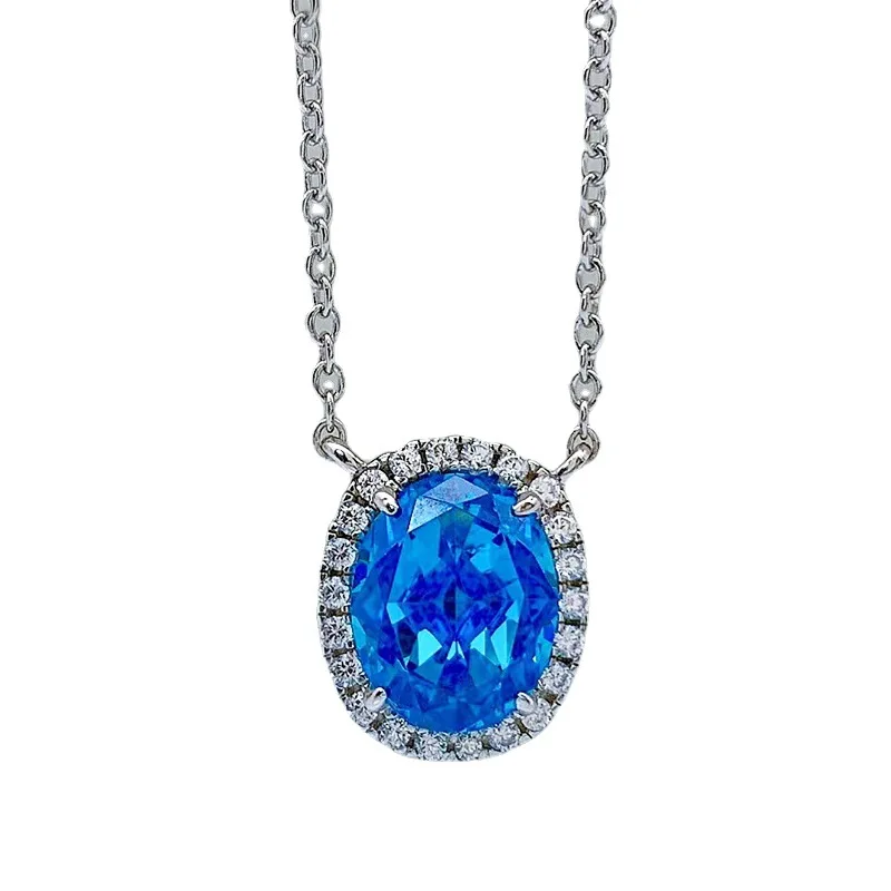 S925 Sterling Silver Ice Flower Cut Green High Carbon Diamond 8*10mm Oval Pendant Necklace Jewelry 2021 New | Украшения и