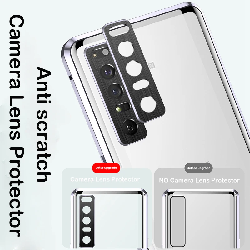 360 Full Magnetic Case For Sony Xperia 10 iii 1 iii Phone Case 5 IV Aluminum Metal Bumper Tempered Glass Camera Protector Cover