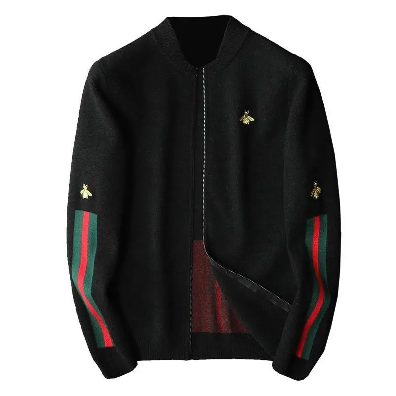

Europe and the United States foreign trade fashion popular logo bee jacquard knitting cardigan male male thickening in the fall