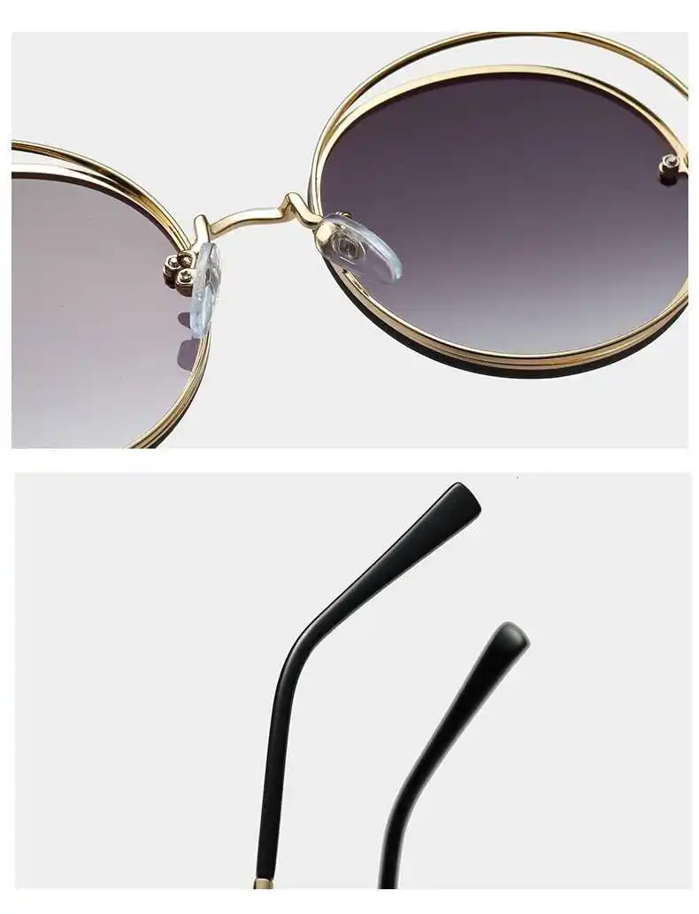 

Chic Circle Hollow Out Frame Oversized Women's Sunglasses 2020 New Fashion Round Cat Eye Sun Glasses Female Brand Crystal Shades