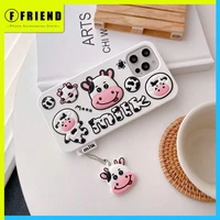 cute milk cow 3d cartoon animal design phone cover for iphone 11 12 pro max 7 8p se xs xr soft silicone shockproof phone cases