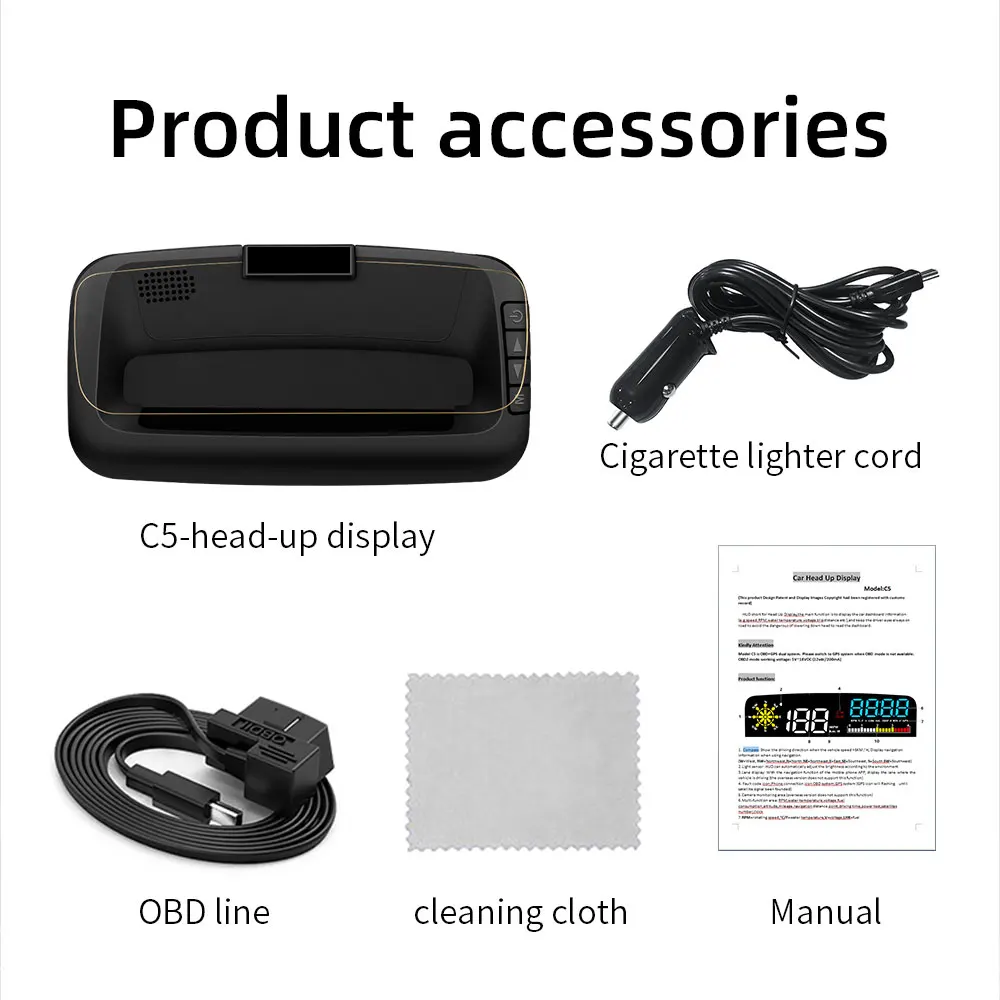 

HUD Mirror Head Up Display RPM GPS Navigation Digital Speed Projector Windshield Security Alarm Oil Water Temp Pressure Screen