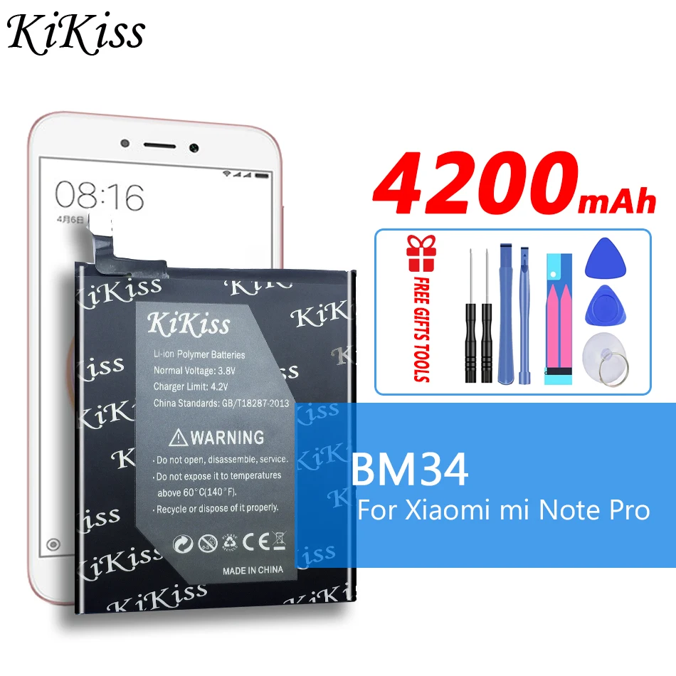 

4200mAh Big Power Battery For Xiaomi Mi Note Pro BM34 Mobile Phone Battery High Capacity For Xiao mi NotePro + Free tool
