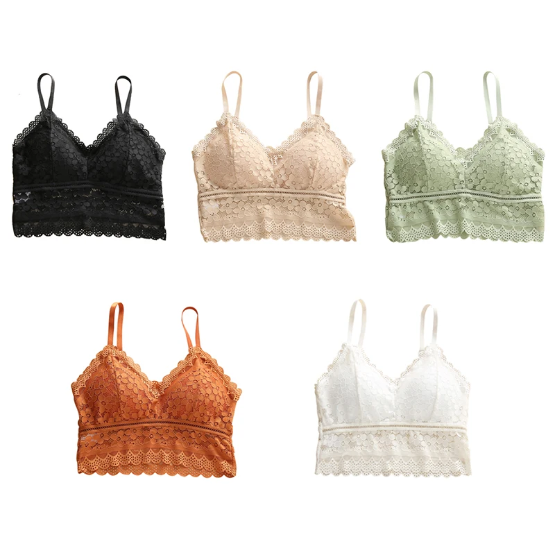 

Sexy Beauty Back Sling Bottoming Underwear Women Gathers Breathable Hollow Lace Bralette No Steel Ring Wrapped Chest