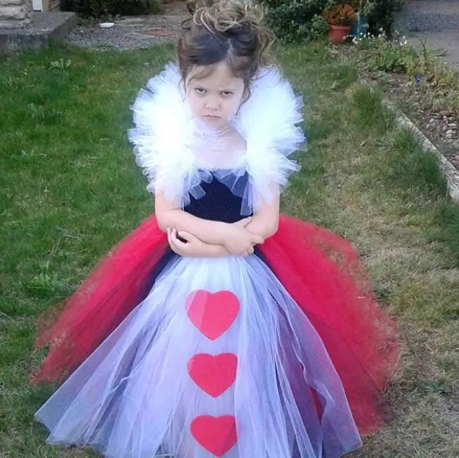 Черный красный королевы платья с юбкой пачкой для девочек маскарадный костюм на