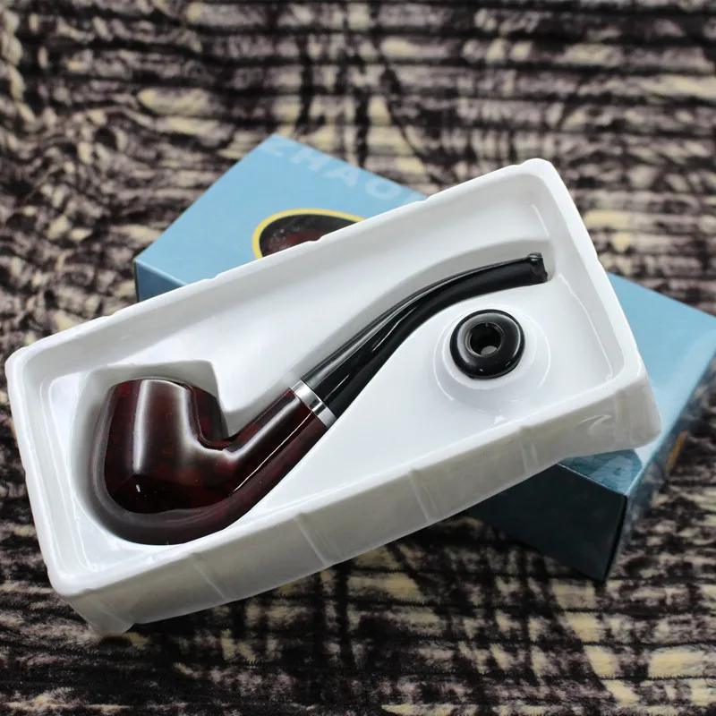 

Portable Resin Smoke Pipe Bent Smoking Pipes Tobacco Hookah Holder Filters Grinder Herb Wooden Gift for men Smoking Accessories