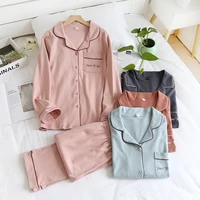 2022 new autumn 100 cotton pajamas for women home suit long sleeve mens homewear lovers winter thick warm womens home clothes
