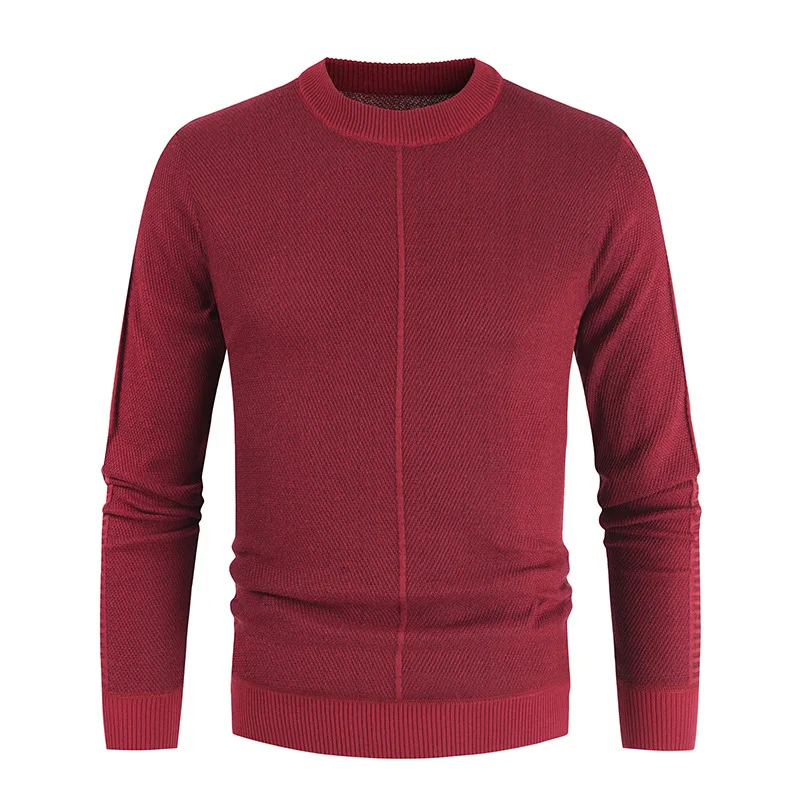 

Men's Pullover Wool Knitting Solid Warm Long Sleeve O-neck Autumn Winter Elasticity Casual Male Sweater