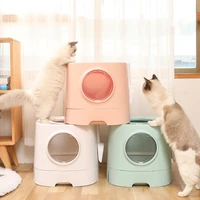 cat litter box splash proof closed cat toilet training kit plastic removable cleaning toilet pet supplies