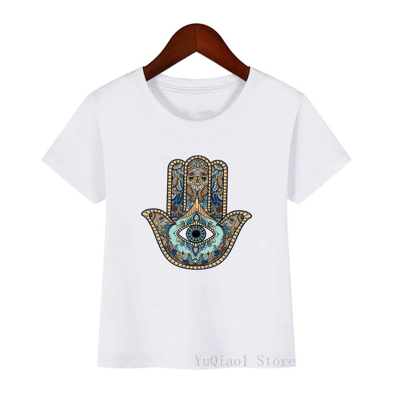 

Детская одежда Lucky Hamasa с ручным принтом, летняя милая детская футболка, Милая футболка для мальчиков и девочек, белые повседневные футболки ...