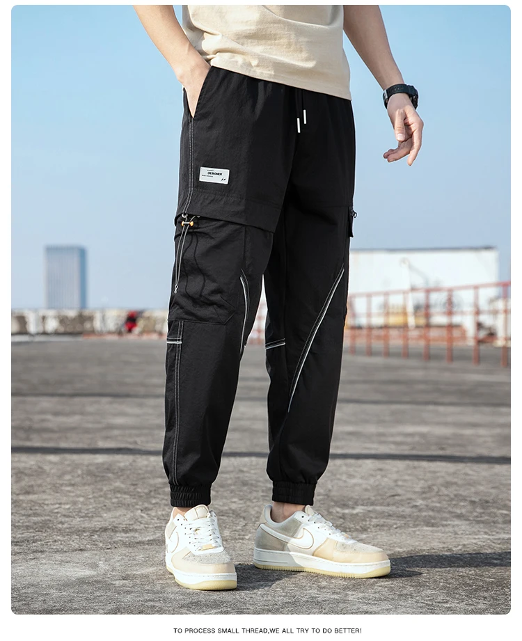 

Mens Work Pant Casual Trousers Tactical Pants Baggy Pants Men polyester trousers Contrast Line，K21