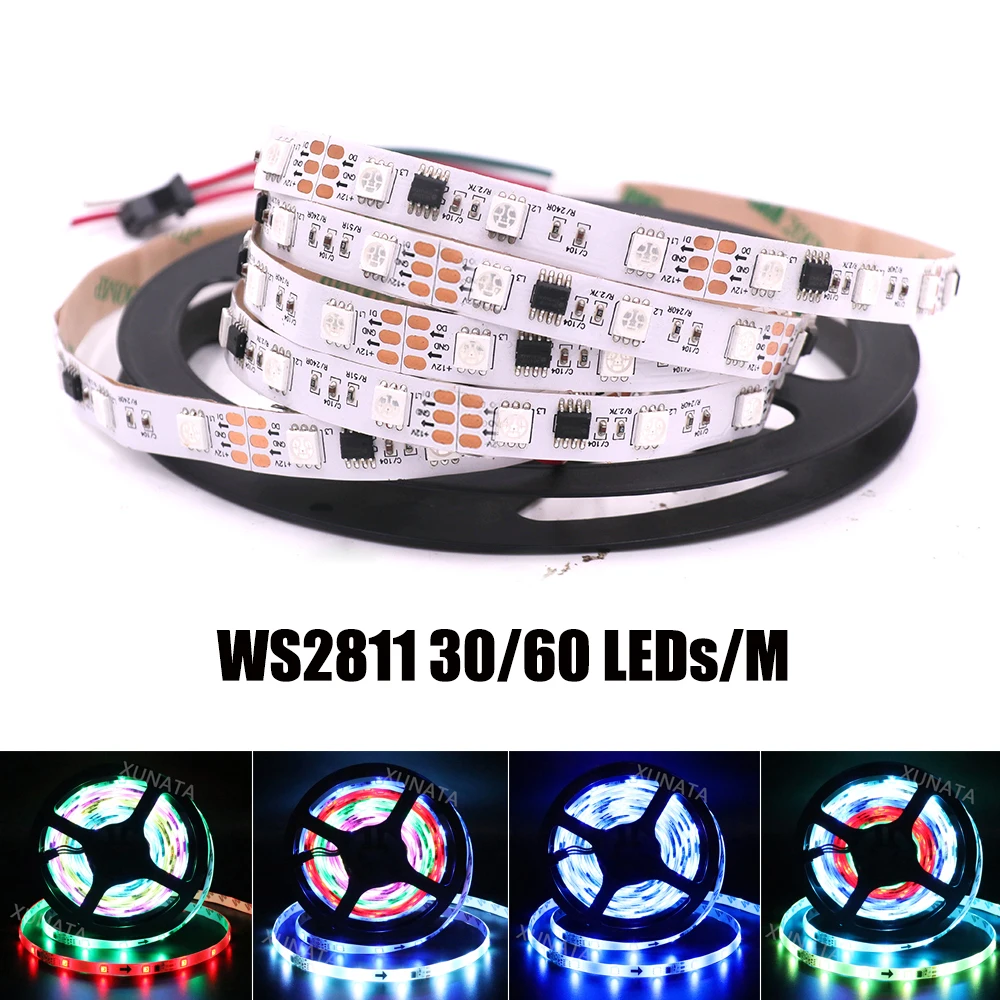 Светодиодная лента WS2811 RGB SMD 5050 12 В постоянного тока 30/60 светодиодов/м