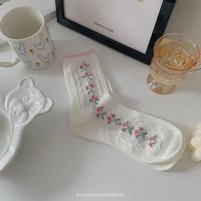 

SP & CITY, летние мягкие носки для девочек в стиле "Лолита", милые забавные женские носки с цветочным принтом, хлопковые носки INS, модная одежда дл...