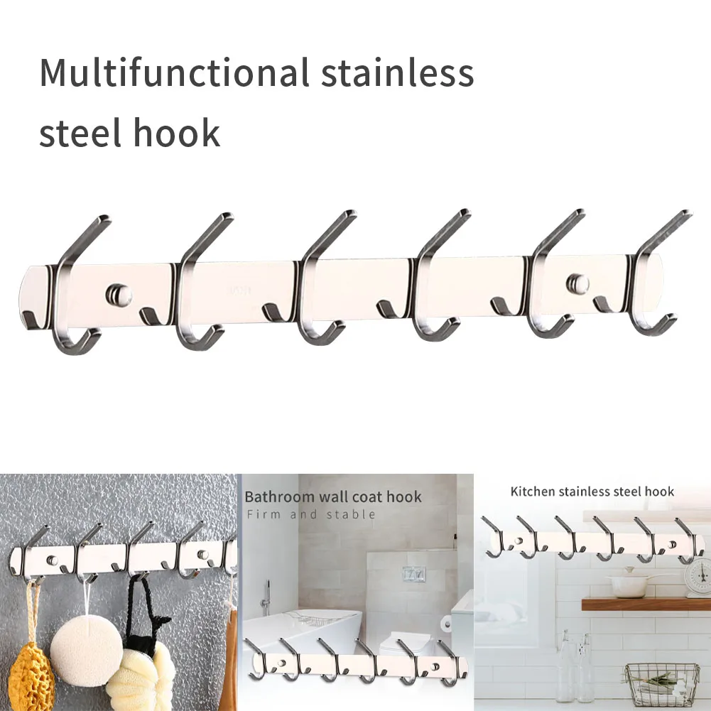 

Bathroom Rack Heavy Duty Robe Coat Hook Holder Thickened Durable Clothes Hanger Wall Mounted Stainless Steel Hat Storage Home