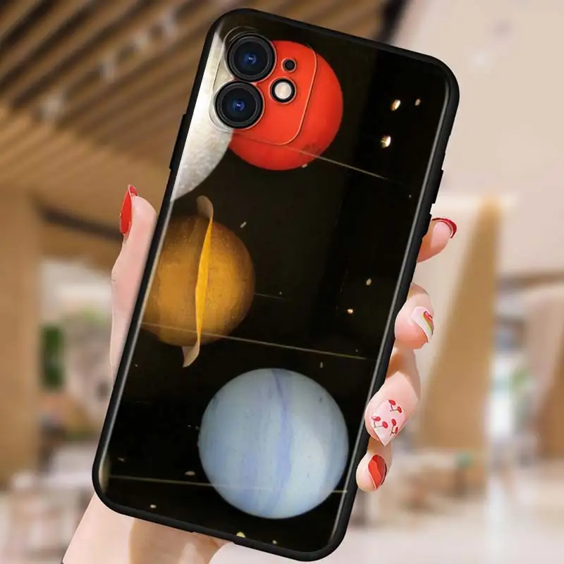 

Space, space, planet (for iPhone 5 5S 6 7 8 X XR XS 11 SE 12 2020 mini Plus Pro MAX TPU Black Soft Cover