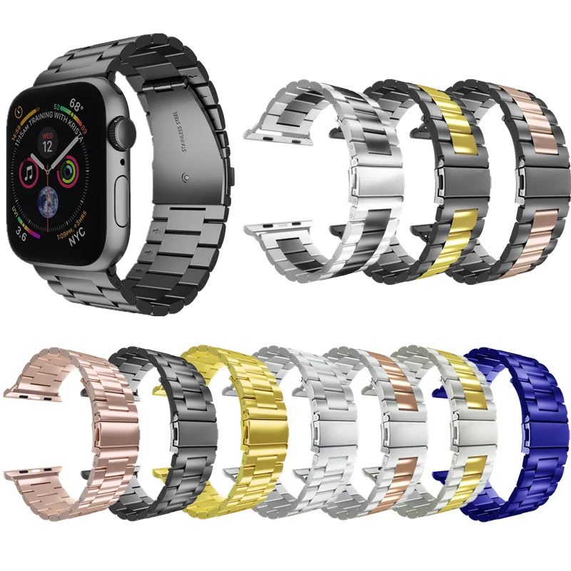 Ремешок для часов аpple ремешок из нержавеющей стали iWatch ремешок металлический ремешок розовый 38 40 42 44 ремешок Пряжка apple series 4 3 2 1