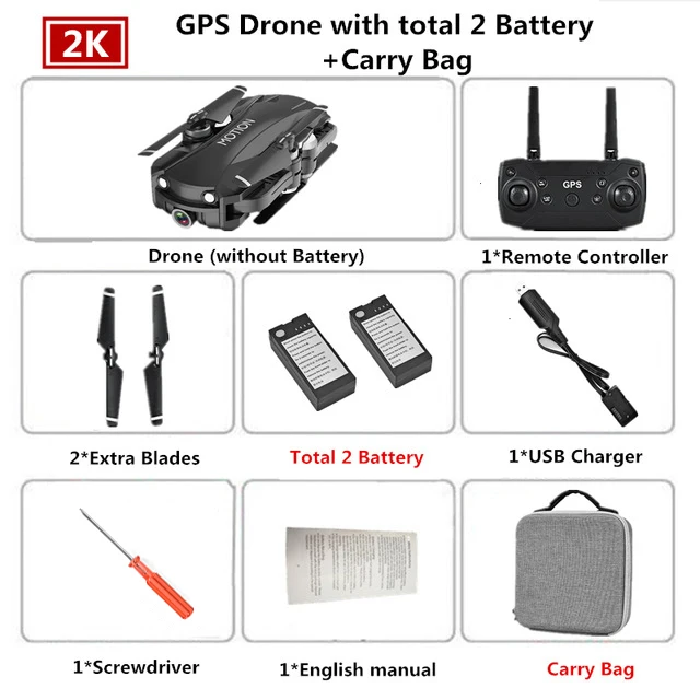 HYR10 Дрон GPS 5G WiFi Регулируемая 2K камера селфи-Квадрокоптер RC более низкая мощность возврат Безголовый режим FPV Дроны с камерой HD - Цвет: Black bag 2 battery