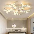 Современная светодиодная потолочная лампа, люстра с дистанционным управлением, декоративные осветительные приборы в виде веток для гостиной, спальни, кухни