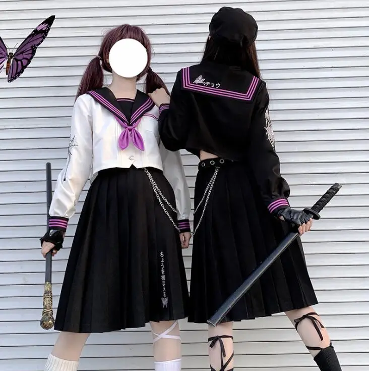 

Butterfly & Net Original Design Cool Japanese Women's JK Uniform: Long Sleeves Sailor Collar Blouse Shirt + Pleated Skirt