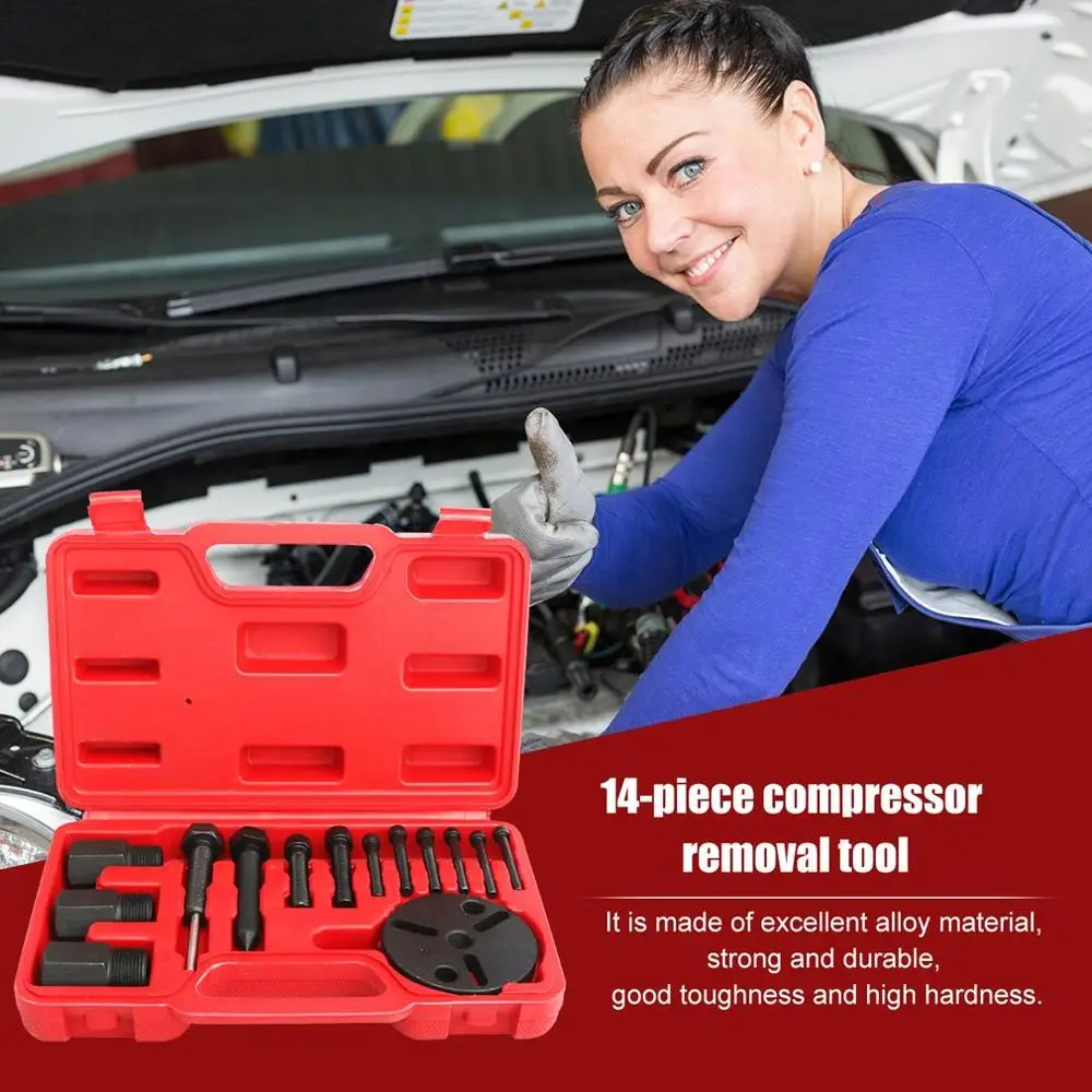 

14pcs/set Auto Air Conditioning Compressor Repair Tool Portable Compressor Pump Head Disassembly Tool