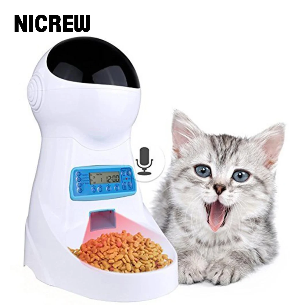 

Автоматическая кормушка для домашних животных NICREW 3L с голосовой записью и ЖК-экраном, миска для кормления для средних и маленьких собак, мис...