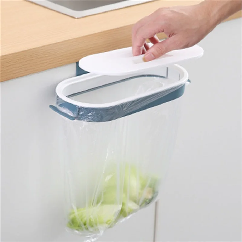 

2-in-1 Kitchen Cabinet Door Hanging Trash Can with Detachable Tissue Box Garbage Bin Trash Bag Bracket Rack Rubbish Container