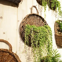 hot%ef%bc%811 set flower basket handmade weaving multi function rattan wall fence hanging pot plants holder for garden