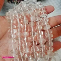 natural white crystal stone loose beads high quality 10 12mm smooth irregular shape diy gem jewelry accessories 38cm wk409