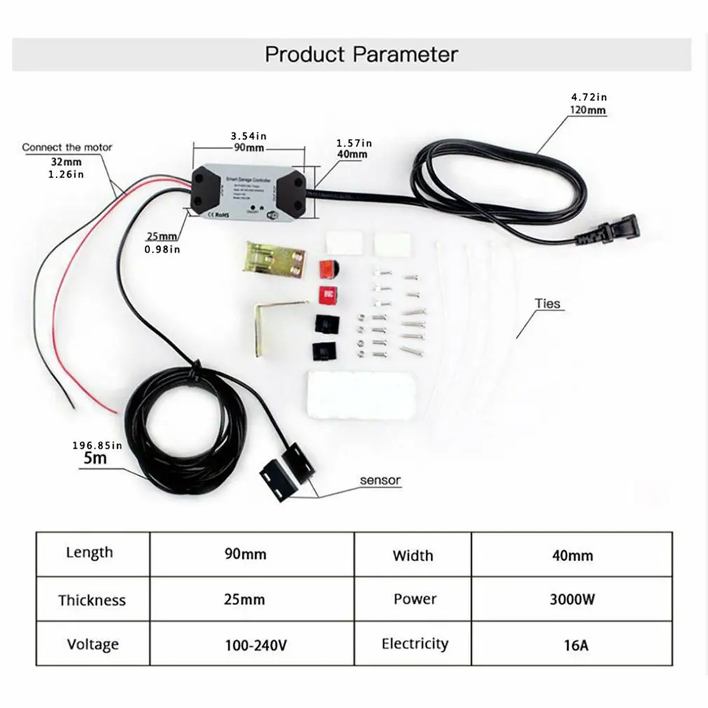 

WIFI Garage Door Controller Voice Control One-key Control Controller Time Control Remote Control Door Controller