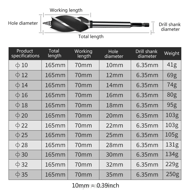 

Four-slot Hexagonal Long Shank Auger Drill Woodworking Support Fast Cut Auger Wood Drill Bits Holesaw Joiner J09 21 Dropship
