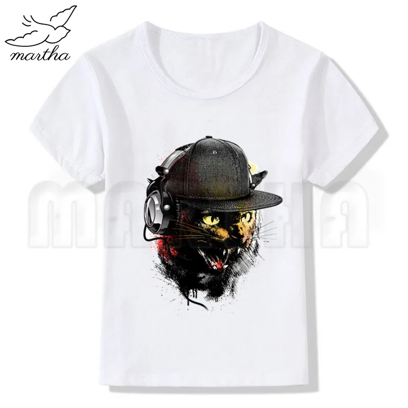 Новая крутая белая футболка с забавным диджейским котом новая принтом для