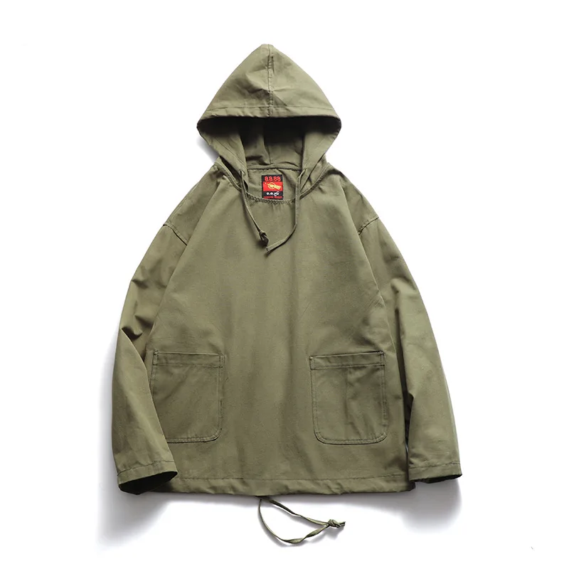 Spring new Japanese solid color casual wild hooded pullover hoodies boys trendy loose tops | Мужская одежда