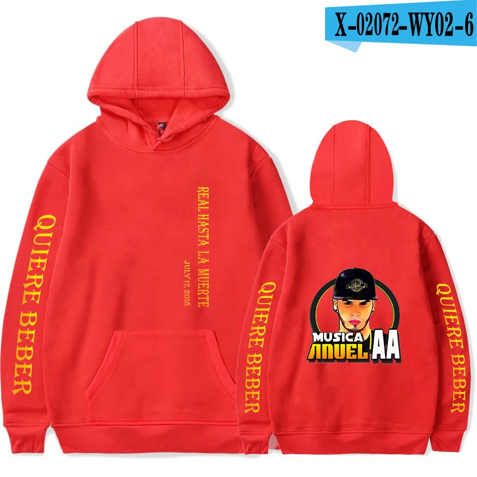 Anuel AA Стиль Знаменитостей уличная Толстовка зима осень для мужчин/женщин хип хоп пуловер с длинным рукавом негабаритных толстовки - Цвет: r