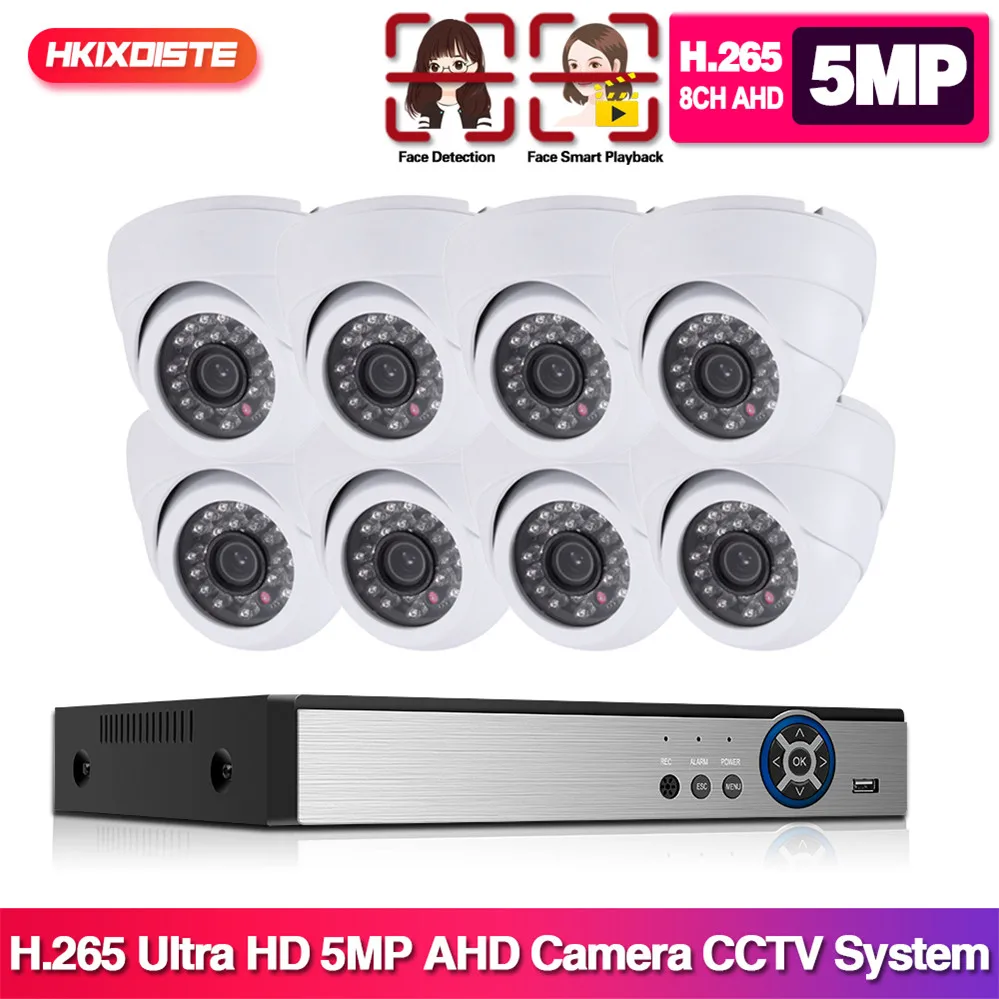 

H.265 8CH CCTV System 5MP TVI AHD Camera Metal Outdoor Waterproof Dome Monitoring Camera Home CCTV Security System Surveillance