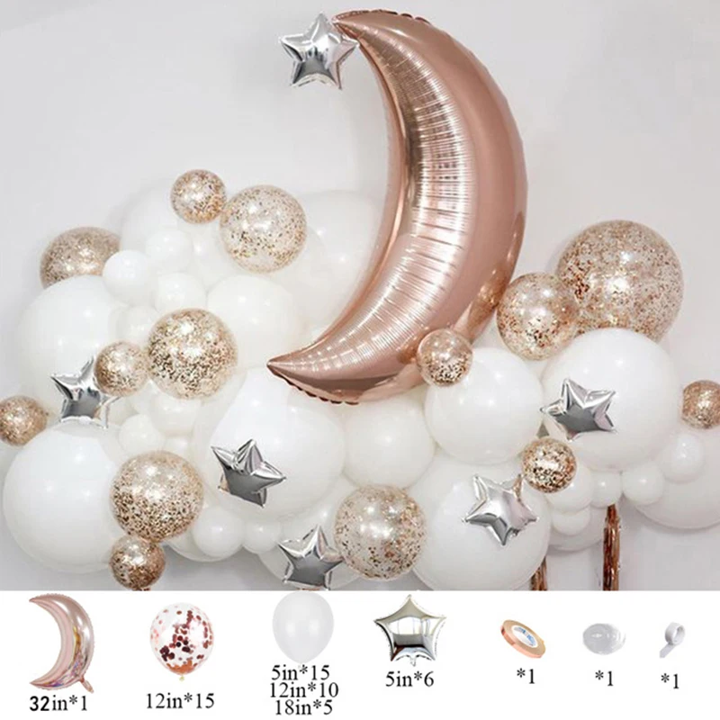 Juego de Globos de fiesta EID de oro y plata, decoraciones de Ramad&aacute;n para el hogar, confeti, Balon, EID, MUBARAK, Globos de fiesta-2