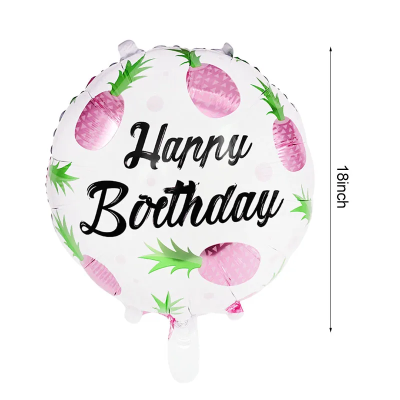 

5Pcs Happy Birthday Balloon Cartoon Flamingo Pineapple Foil Balloon For Luau Tropical Hawaii Party Decor Palm Leaves Globos Gift