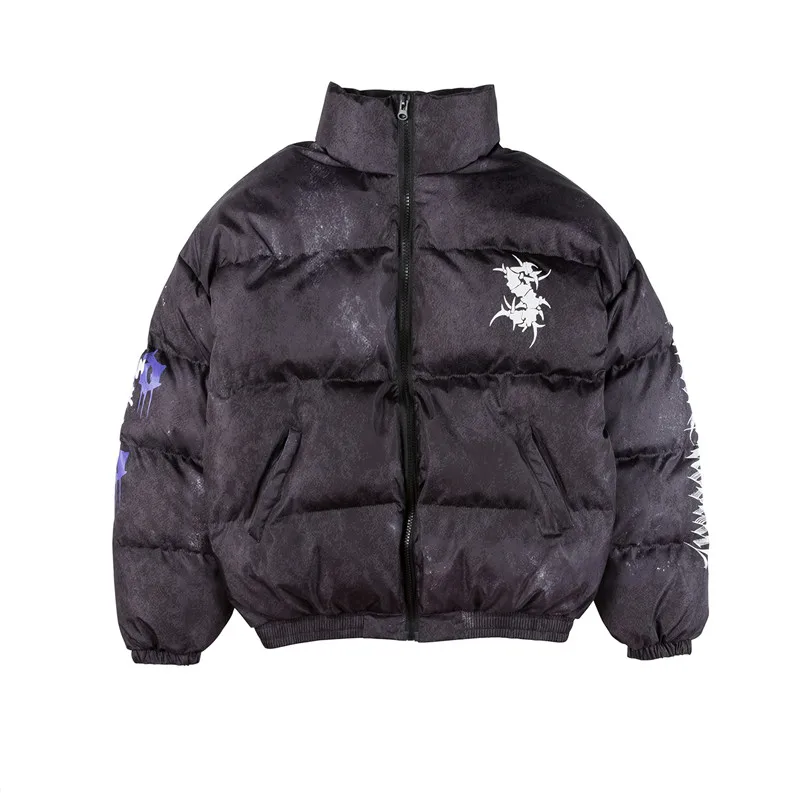 Зимняя Толстая теплая Мужская ветрозащитная куртка с буквенным принтом уличная