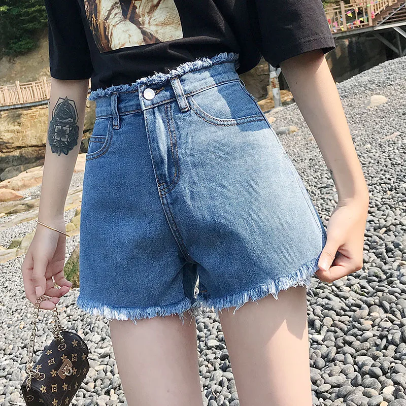 

2021 новый с высокой талией, Женские джинсовые штаны осень-зима летнее платье размера плюс, однотонные, свободные шорты джинсы Streetwea подходит ...