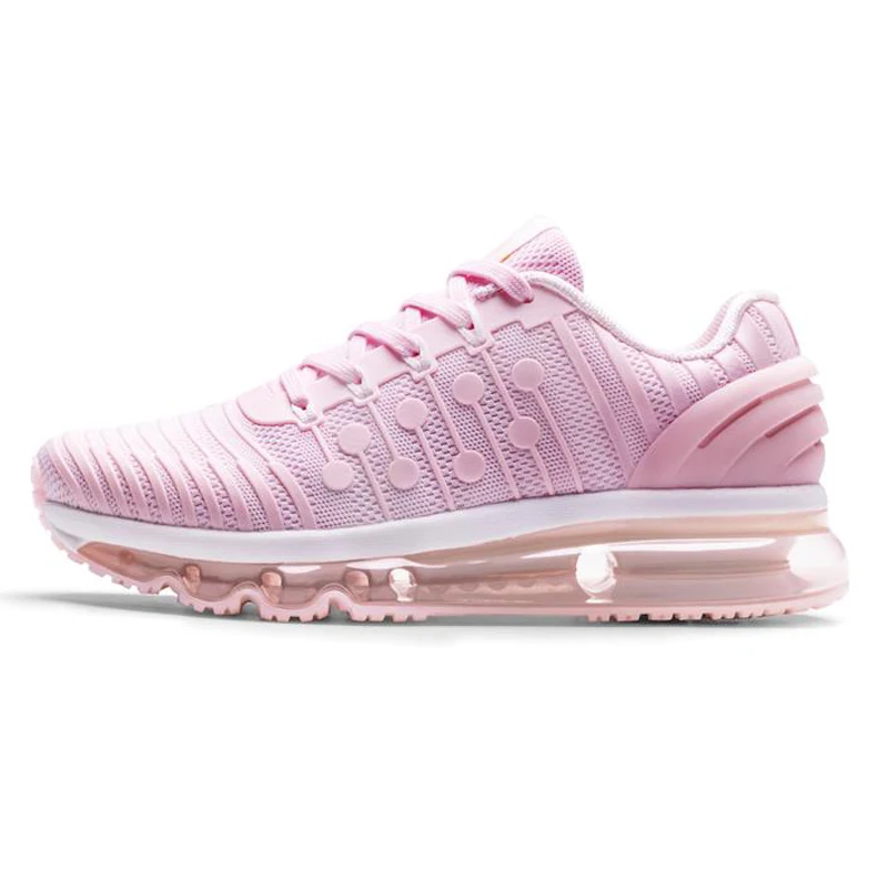 Pink White ONEMIX кроссовки унисекс с воздушной подушкой 3D трикотажные уличные кроссовки легкие кроссовки для бега Max 12 мужские дорожные кроссовки - Цвет: Pink White