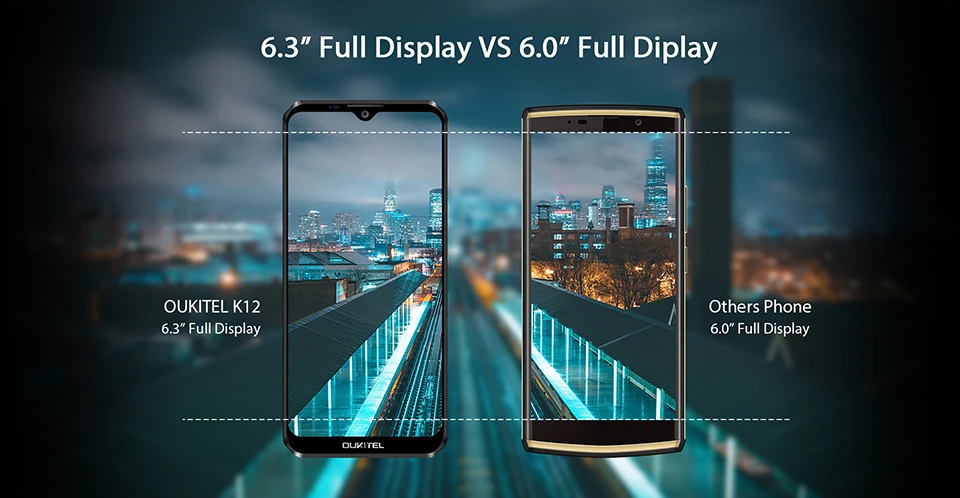 Смартфон OUKITEL K12 6GB 64GB 6,3 ''Водонепроницаемая капля 1080*2340 Быстрая зарядка Android 9,0 Face ID 5 V/6A OTG10000mAh NFC мобильный телефон