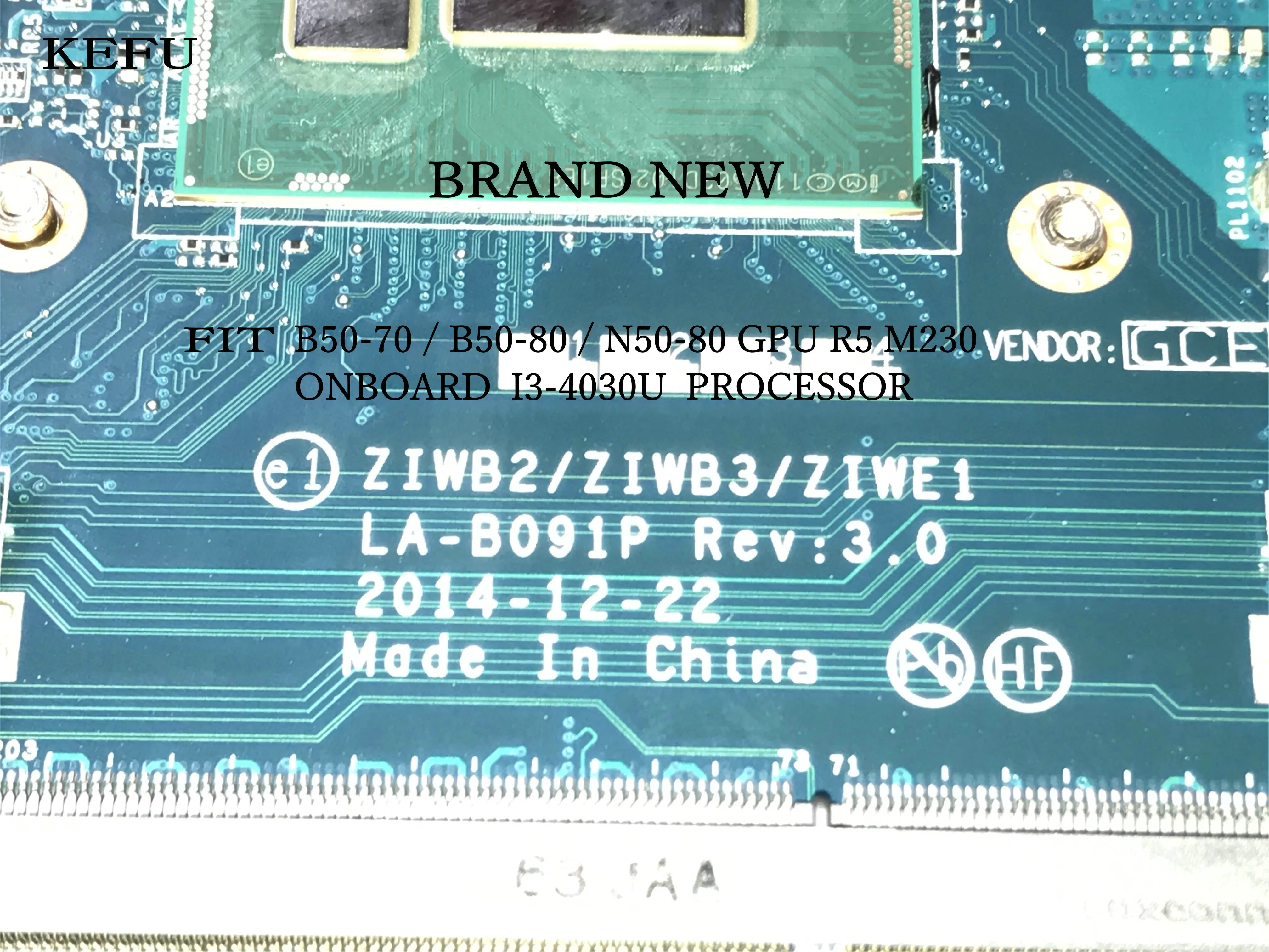 Доступно. Новый товар ZIWB2 / ZIWB3 ZIWE1 LA-B091P материнская плата для Lenovo B50-80 плата. I3-4030U GPU