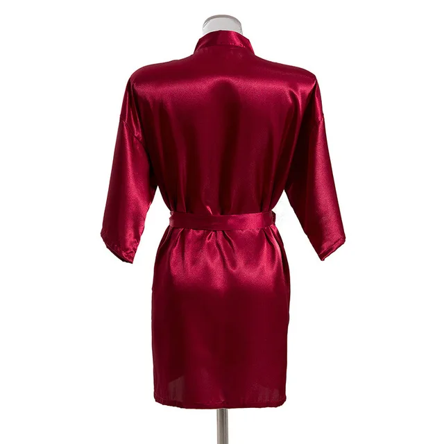 

Women Satin Short Night Robe Solid Kimono Robe Sexy Solid Color Bathrobe Peignoir Bride Bridesmaid Robe Fashion Dressing Gown