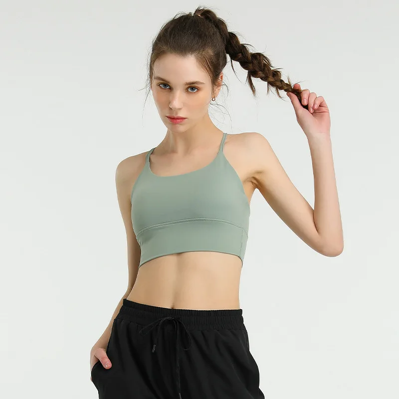 

Stretch Padded Sports Bra Gym Workout Jogging Crop Top Seamless Running Fitness Push Yoga Cross Back Tank Bras with Strap Sexy