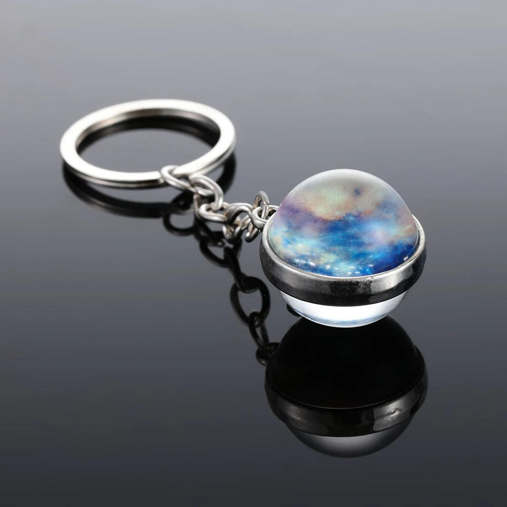 Цепочка для ключей светящаяся луна стеклянный шар земля солнце Jupiter планета