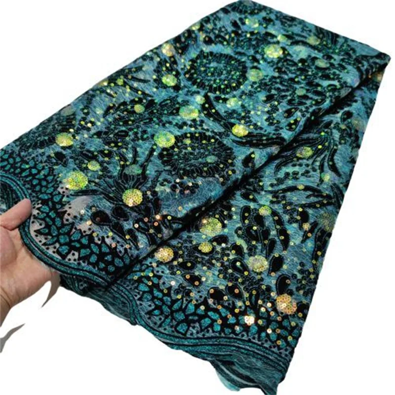 

Высококачественное французское кружево с блестками, текстурированная сетчатая базовая ткань, новейшая африканская тюль, кружевная Одежда ...