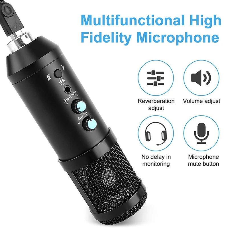 Конденсаторный микрофон с подставкой USB для компьютерного использования игр