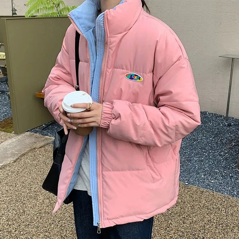 2021 Women Winter Jacket  Thick Korean Version  The Stand-Up Collar Loose And Thin Down Padded Jacket Short  Small Couple Jacket