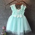 Милое детское платье с цветочным принтом для девочек, платье принцессы, кружевное Тюлевое платье-пачка с открытой спиной, вечернее платье