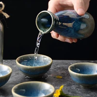 5pcs japanese style sake wine home sake wine set vintage ceramic sake pot cups office flagon liquor cup drinkware creative gifts